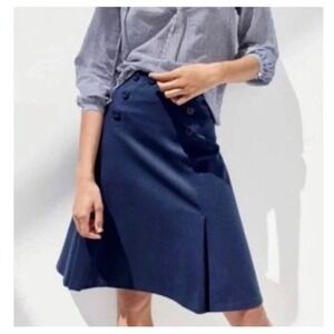 J.Crew Nautical Sailor Button Skirt Womens Sz 0 Navy Blue Preppy Mod‎ Retro 60s